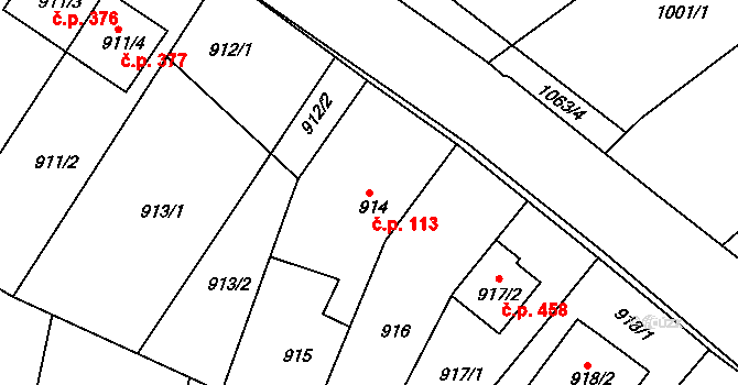 Ochoz u Brna 113 na parcele st. 914 v KÚ Ochoz u Brna, Katastrální mapa
