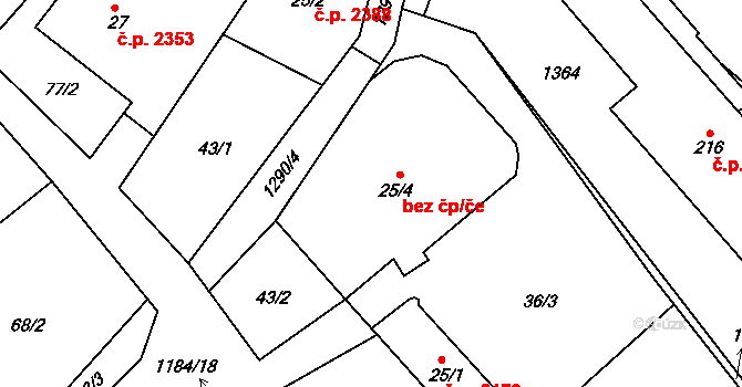 Šumperk 2879 na parcele st. 25/4 v KÚ Horní Temenice, Katastrální mapa