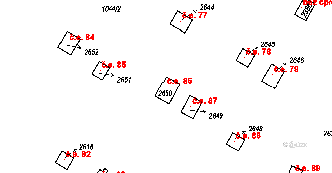 Hamrníky 86, Mariánské Lázně na parcele st. 2650 v KÚ Úšovice, Katastrální mapa