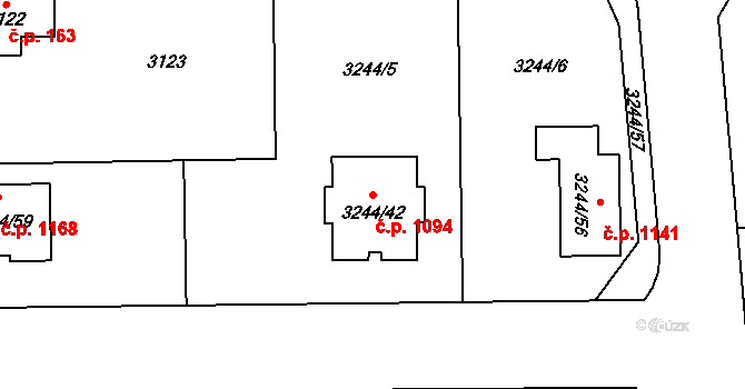 Stonava 1094 na parcele st. 3244/42 v KÚ Stonava, Katastrální mapa
