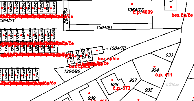 Mšeno nad Nisou 2691, Jablonec nad Nisou na parcele st. 1364/76 v KÚ Mšeno nad Nisou, Katastrální mapa