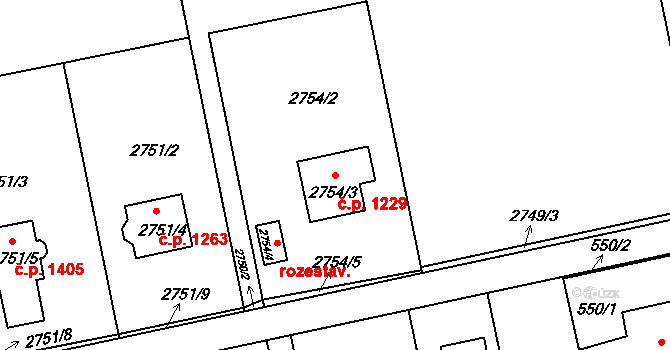 Kylešovice 1229, Opava na parcele st. 2754/3 v KÚ Kylešovice, Katastrální mapa