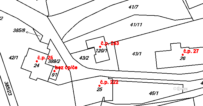 Horní Libchavy 243, Libchavy na parcele st. 120/1 v KÚ Prostřední Libchavy, Katastrální mapa