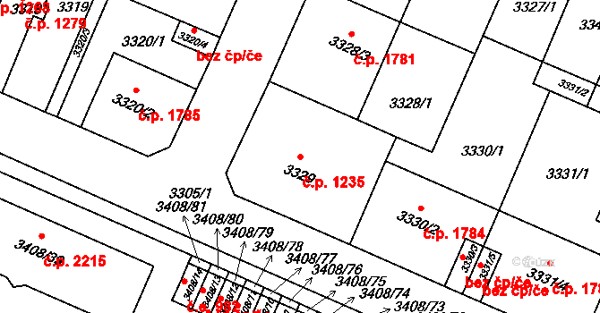 Předměstí 1235, Litoměřice na parcele st. 3329 v KÚ Litoměřice, Katastrální mapa