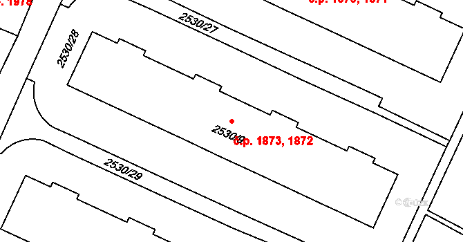 Předměstí 1872,1873, Litoměřice na parcele st. 2530/9 v KÚ Litoměřice, Katastrální mapa