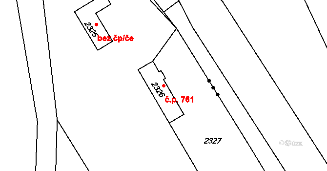 Brumov 761, Brumov-Bylnice na parcele st. 2326 v KÚ Brumov, Katastrální mapa