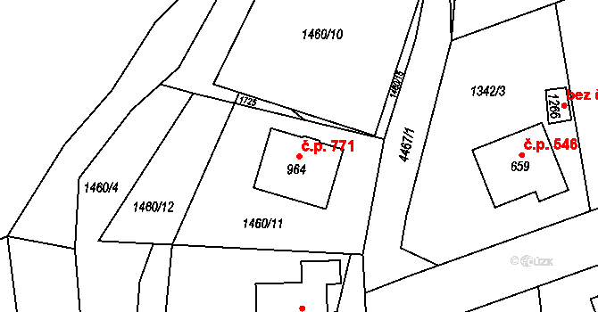 Slavičín 771 na parcele st. 964 v KÚ Slavičín, Katastrální mapa