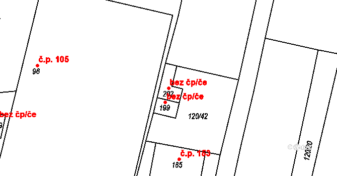 Chotěšov 43646557 na parcele st. 202 v KÚ Chotěšov u Vrbičan, Katastrální mapa