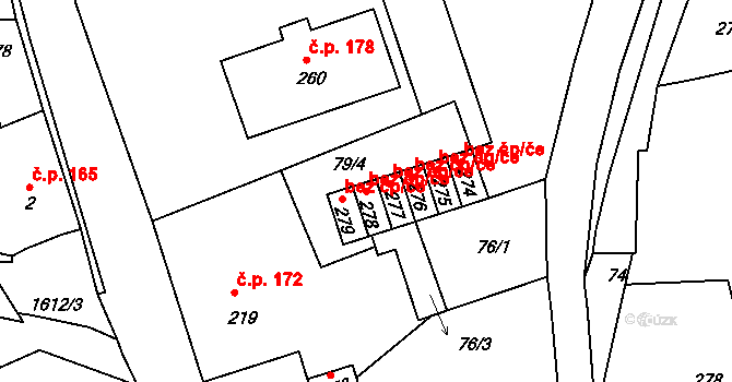 Ohnišov 44236557 na parcele st. 278 v KÚ Ohnišov, Katastrální mapa