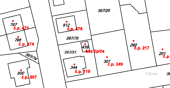 Opatovice nad Labem 46713557 na parcele st. 439 v KÚ Opatovice nad Labem, Katastrální mapa