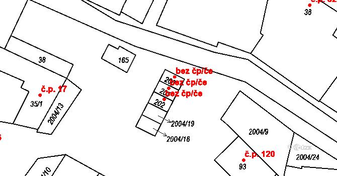 Písečné 47546557 na parcele st. 201 v KÚ Písečné u Slavonic, Katastrální mapa