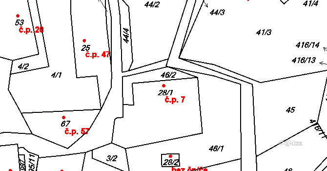 Třemošnice 7 na parcele st. 28/1 v KÚ Třemošnice nad Doubravou, Katastrální mapa