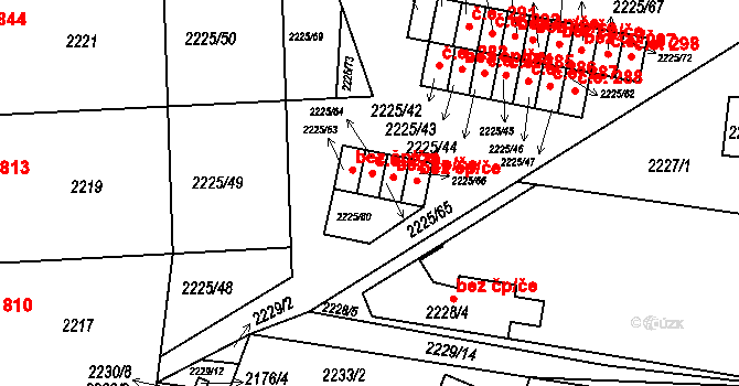 Bučovice 279 na parcele st. 2225/64 v KÚ Bučovice, Katastrální mapa
