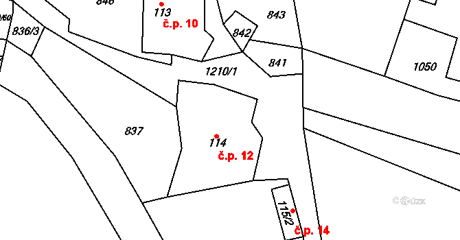 Malá Skrovnice 12, Velká Skrovnice na parcele st. 114 v KÚ Velká Skrovnice, Katastrální mapa