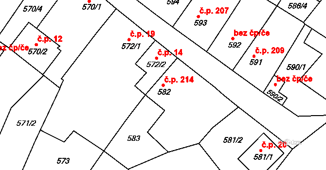 Choceňské Předměstí 214, Vysoké Mýto na parcele st. 582 v KÚ Vysoké Mýto, Katastrální mapa