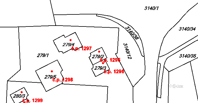 Horní Suchá 1295 na parcele st. 279/2 v KÚ Horní Suchá, Katastrální mapa