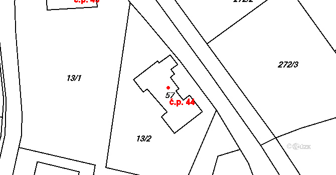 Pavlovsko 44, Dobřív na parcele st. 57 v KÚ Pavlovsko, Katastrální mapa