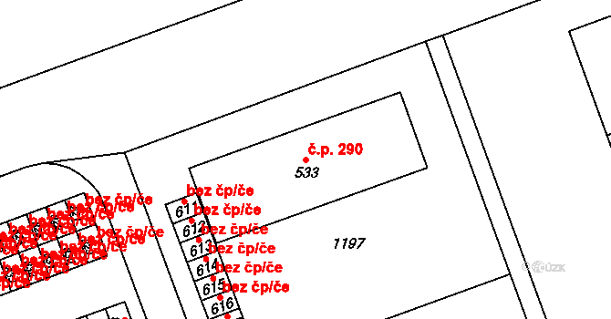 Velká Ledhuje 290, Police nad Metují na parcele st. 533 v KÚ Velká Ledhuje, Katastrální mapa