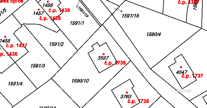 Náchod 1736 na parcele st. 3587 v KÚ Náchod, Katastrální mapa