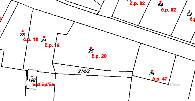 Seč 20 na parcele st. 25 v KÚ Seč u Blovic, Katastrální mapa