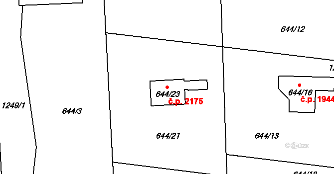 Petřvald 2175 na parcele st. 644/23 v KÚ Petřvald u Karviné, Katastrální mapa