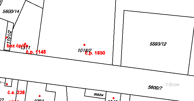 Žatec 1850 na parcele st. 1018/2 v KÚ Žatec, Katastrální mapa