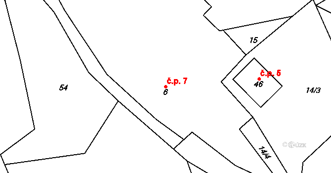 Heřmanice 7 na parcele st. 6 v KÚ Heřmanice u Vilémova, Katastrální mapa