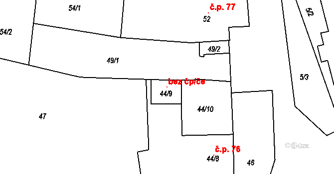 Šitbořice 101036558 na parcele st. 44/9 v KÚ Šitbořice, Katastrální mapa