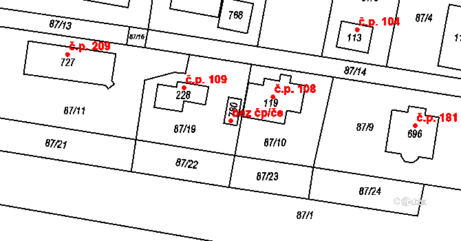 Kytín 104485558 na parcele st. 780 v KÚ Kytín, Katastrální mapa