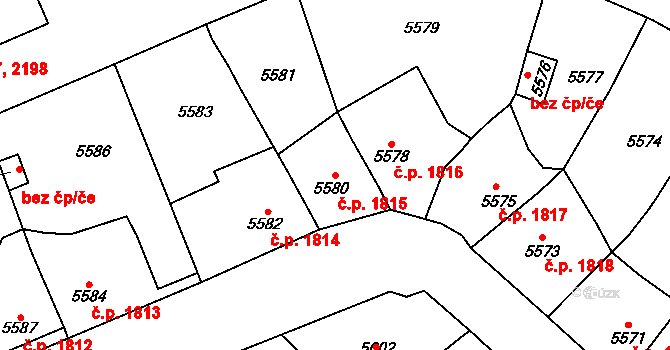Kročehlavy 1815, Kladno na parcele st. 5580 v KÚ Kročehlavy, Katastrální mapa