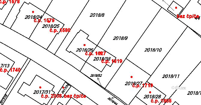 Boskovice 1819 na parcele st. 2018/38 v KÚ Boskovice, Katastrální mapa