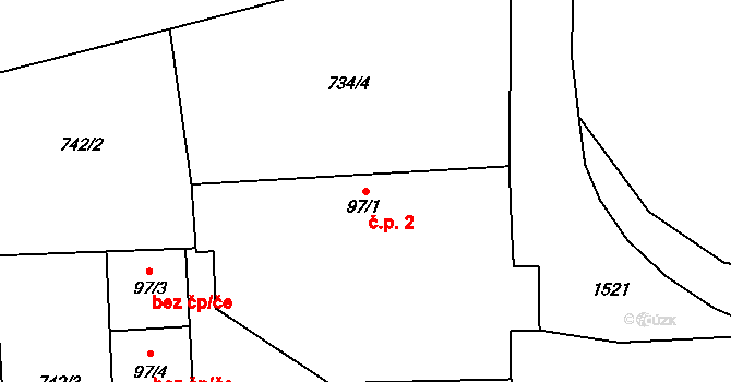 Borek 2, Suchomasty na parcele st. 97/1 v KÚ Suchomasty, Katastrální mapa