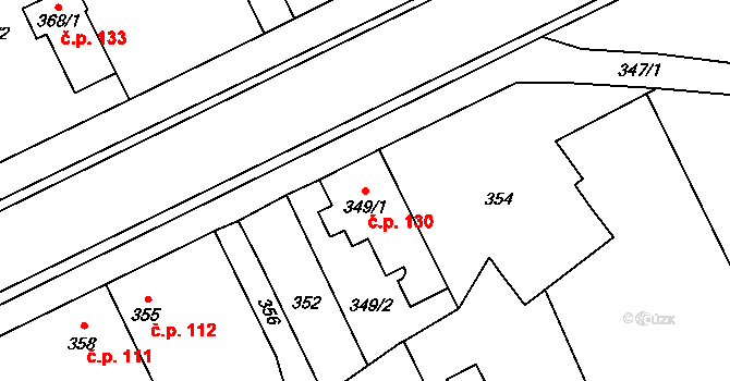 Choryně 130 na parcele st. 349/1 v KÚ Choryně, Katastrální mapa