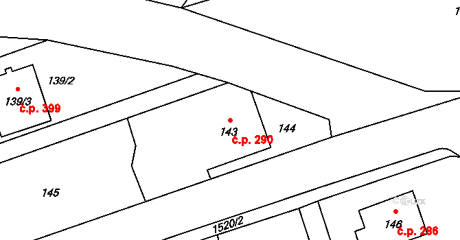 Záblatí 290, Bohumín na parcele st. 143 v KÚ Záblatí u Bohumína, Katastrální mapa