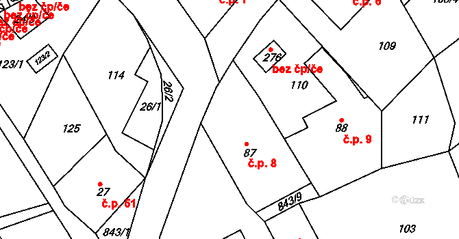 Mikulov 8 na parcele st. 87 v KÚ Mikulov v Krušných horách, Katastrální mapa