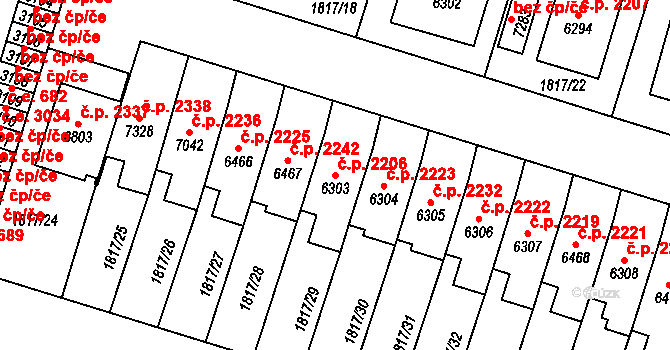 Cheb 2206 na parcele st. 6303 v KÚ Cheb, Katastrální mapa