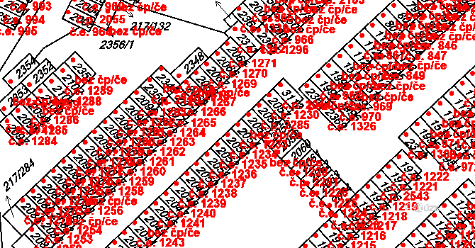 Sezimovo Ústí 1233 na parcele st. 2054 v KÚ Sezimovo Ústí, Katastrální mapa