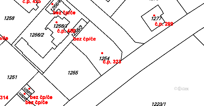 Liberec XI-Růžodol I 323, Liberec na parcele st. 1254 v KÚ Růžodol I, Katastrální mapa