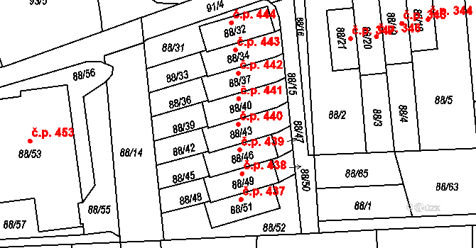 Liberec XII-Staré Pavlovice 440, Liberec na parcele st. 88/43 v KÚ Staré Pavlovice, Katastrální mapa
