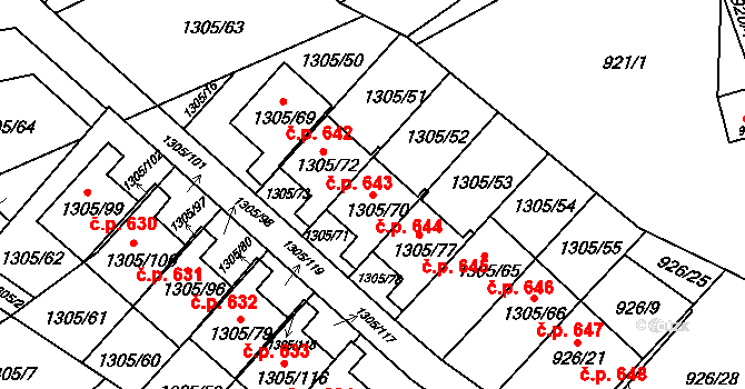 Liberec XXV-Vesec 644, Liberec na parcele st. 1305/70 v KÚ Vesec u Liberce, Katastrální mapa