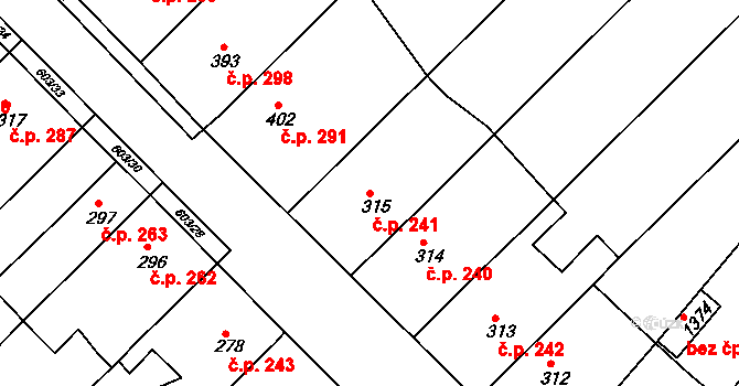 Plotiště nad Labem 241, Hradec Králové na parcele st. 315 v KÚ Plotiště nad Labem, Katastrální mapa