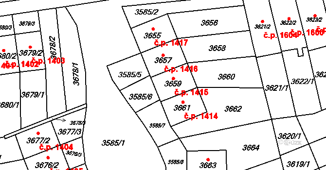 Šlapanice 1415 na parcele st. 3659 v KÚ Šlapanice u Brna, Katastrální mapa