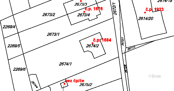 Šlapanice 1684 na parcele st. 2674/2 v KÚ Šlapanice u Brna, Katastrální mapa