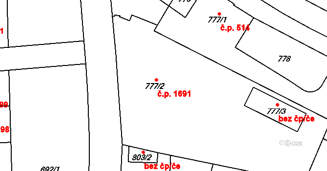 Chotěboř 1691 na parcele st. 777/2 v KÚ Chotěboř, Katastrální mapa