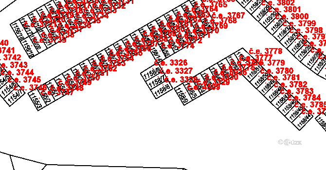 Střekov 3328, Ústí nad Labem na parcele st. 1158/6 v KÚ Střekov, Katastrální mapa