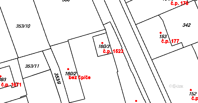 Humpolec 1523 na parcele st. 160/3 v KÚ Humpolec, Katastrální mapa