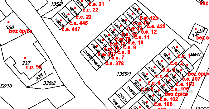 Rumburk 1 378, Rumburk na parcele st. 1355/41 v KÚ Rumburk, Katastrální mapa