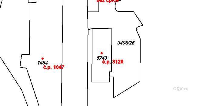 Dvůr Králové nad Labem 3126 na parcele st. 5743 v KÚ Dvůr Králové nad Labem, Katastrální mapa