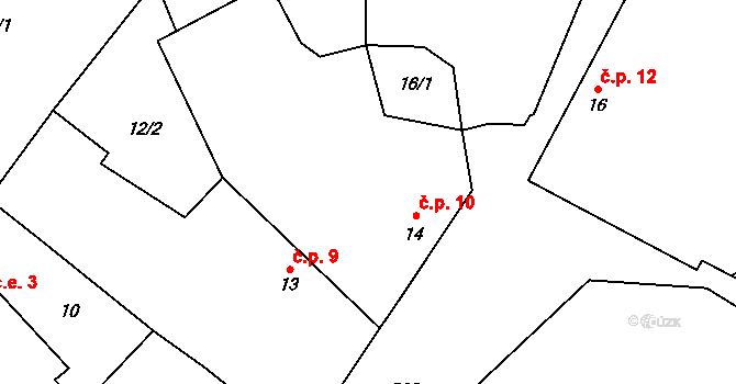 Broumovice 10, Neustupov na parcele st. 14 v KÚ Broumovice, Katastrální mapa