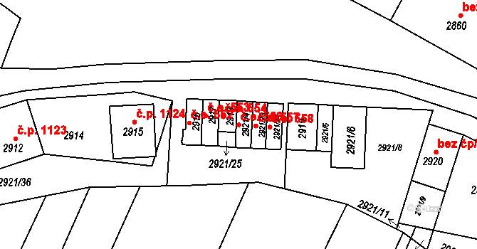 Rakšice 556, Moravský Krumlov na parcele st. 2921/4 v KÚ Moravský Krumlov, Katastrální mapa